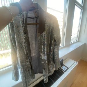 Ice blue sequin double breasted jacket